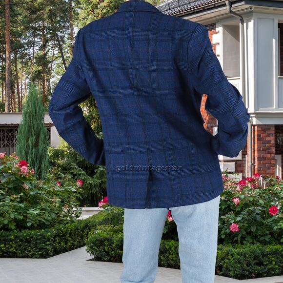 Womens Banana Republic Plaid Blue Career Work Office Blazer Suit Jacket 10 M - Picture 6 of 13